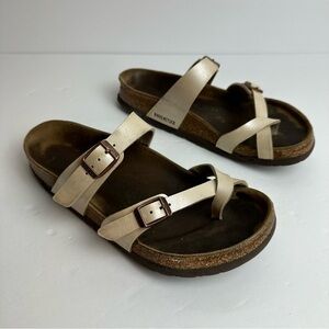 Birkenstock Mayari Sandals Women's Size 6.5 or EU 37 Shoes Pearl White Toe Loop